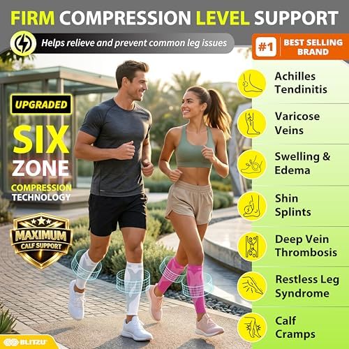 BLITZU Calf Compression Sleeves, Footless Compression Socks for Men & Women - Image 2