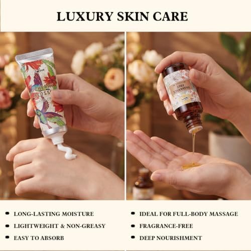 BFFLOVE Gift Set for Women 5pcs Cherry Blossom Spa Set, Birthday Presents for Her with Massage Oil, Scented Candle, Bath Salts, Hand Cream, Mothers' Day Gifts for Her - Image 4