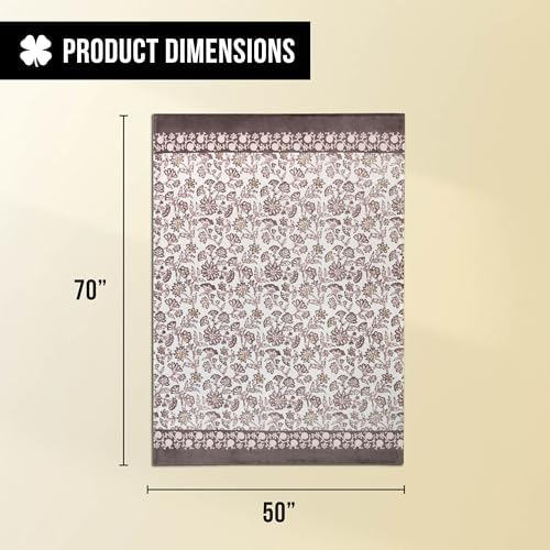 Lucky Brand 50" x 70" Plush Throw Blanket, Floral Cocoa Brown Blanket for Sofa or Bed - Image 2