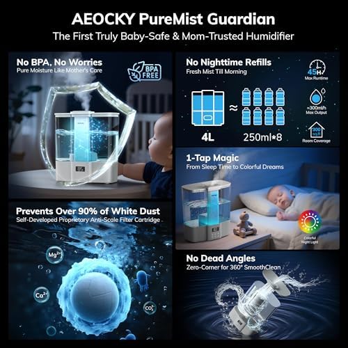 AEOCKY Geek-Level Ultrasonic Humidifier, 4L Top-Fill Cool Mist Diffuser - Image 5