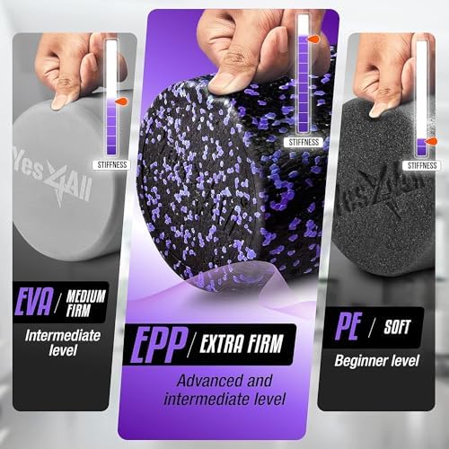 Yes4All High-Density EPP Round Back Roller Foam, Exercise Foam Roller for Yoga, & Pilates, Multiple Sizes and Colours, Purple Speckled - 18 inches - Image 2