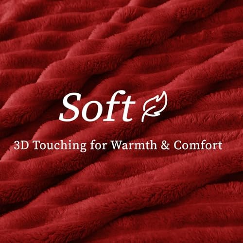 BEDELITE Ribbed Twin Blanket for Couch & Bed, Burgundy, 60"x80" - Image 5