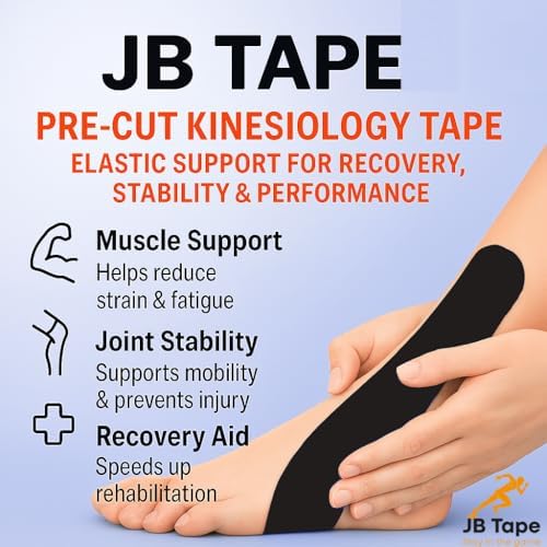 JB Tape Kinesiology Tape, Black, 80 Precut 10-Inch Strips, 4 Rolls - Image 4
