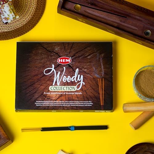 HEM Woody Series Premium Incense Sticks Combo | Sandalwood, Palo Santo, Forest, Feng Shui, Cedar & Madhur Chandan | 120 Sticks, 30-Minute Burn Time | Natural Aroma for Relaxation, Stress Relief - Image 4