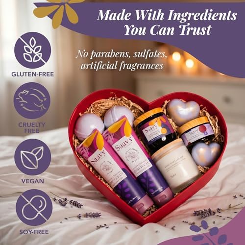 Mom Gifts Set Saavy Naturals - Plant-based Ingredients 9-Piece Spa Gift Set – Body Wash, Scrub & More –, Luxurious Spa Gift Basket for Women & Men –(Mothers Day Gifts – Lavender Chamomile) - Image 6