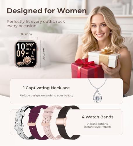 Iaret Smart Watch for Women, 1.83" HD Fitness Tracker with 4 Bands, Answer/Make Calls, Heart Rate/Sleep/SpO2/Step Tracking, 100+ Sport Modes, Android/iPhone Compatible Gift (Black Gold) - Image 2