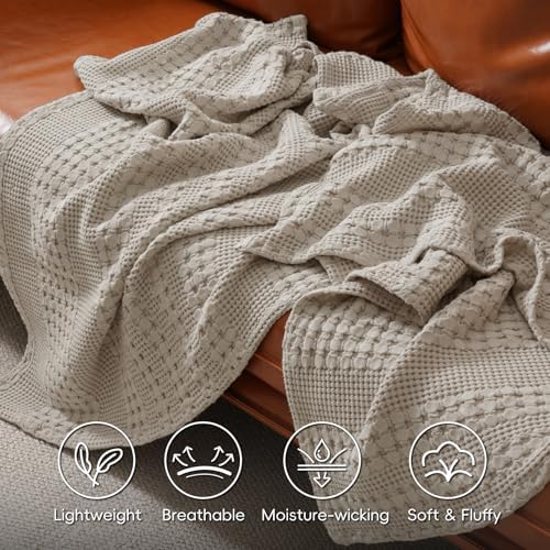 PHF Lightweight 100% Cotton Waffle Blanket, Oversized King, Pearl Gray - Image 6
