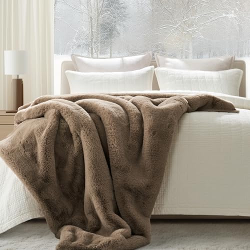 EVERGRACEHOME Faux Chinchilla Fur Throw Blanket, 60"x80", Tawny Mink - Image 2