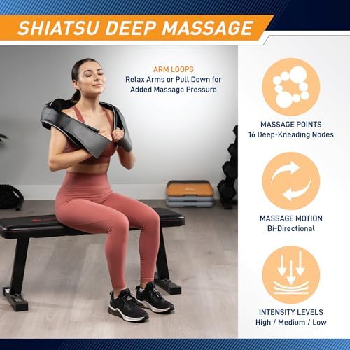 Marcy Rechargeable Neck/Shoulder/Back Massager Portable Cordless Bidirectional Rotation Shiatsu Deep Kneading with 8 Massage Nodes for Self-Care, Relaxation, Stress and Pain Relief - Image 4
