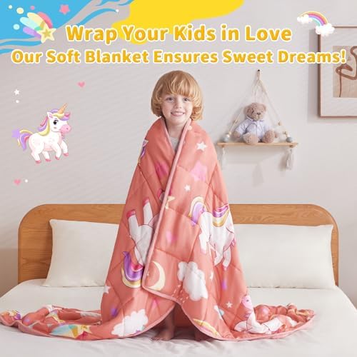 anfie Weighted Blanket(36"x48" 3lbs) Weighted Blanket Cooling Blanket for Resting,Throw Size Breathable Blanket with Premium Glass Bead(Red Unicorn) - Image 4