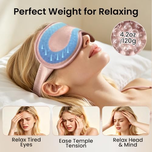 Weighted Eye Mask for Sleep, 3D Blackout Sleep Mask for Women Men, Pink - Image 4