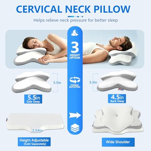 Cervical Neck Pillow for Neck Pain Relief & Side Sleeper | Ergonomic Pillow for Sleep Apnea, Neck Pain, and Snoring Relief | Orthopedic Memory Foam with Ergonomic Neck Support, White, Standard - Image 2