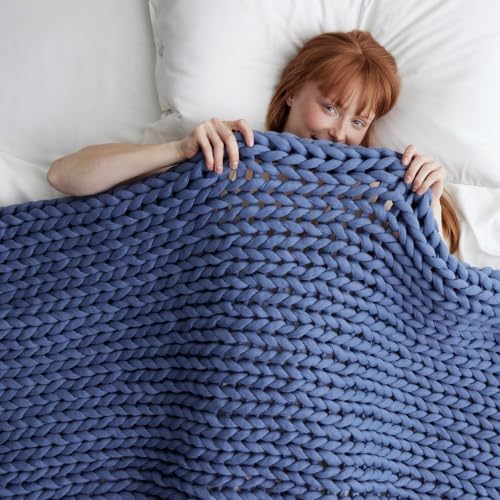 Bearaby Cotton Hand-Knit Weighted Blankets for Adults - Chunky Knit Blanket by Bearaby