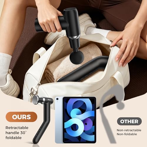 Beyn Hot and Cold Massager Gun with Detachable Extended Handle, 6 Massage Heads & LCD Display - Deep Tissue Massager for Neck Back Body Muscle Pain Relief - Image 7