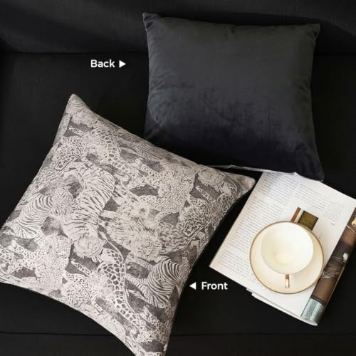 Wildlife Safari Throw Pillow Cover 18x18 inch, Animal Jacquard Cushion Cover, Lion Tiger Cheetah Zebra Giraffe Pattern, Decorative Pillow Case with Hidden Zipper for Living Room Couch - Image 7