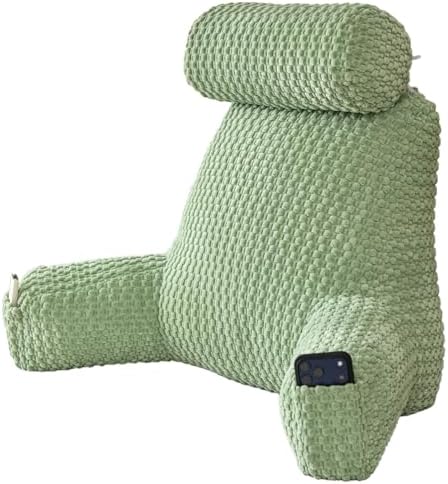 Reading Pillow for Bed with Adjustable Neck Support,XXL Green Corduroy by Wervity