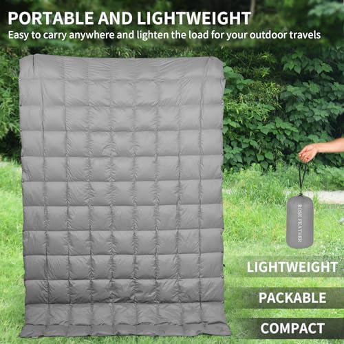 Down Camping Blanket - Lightweight, Packable, Warm & Puffy Outdoor Travel Quilt for Sleep, Hiking, Backpacking, Stadium, Festivals, Water-Resistant Sleeping Bag 55"x79" - Image 2