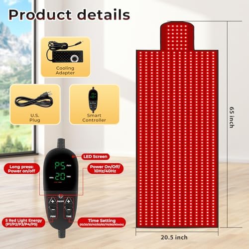 LITDUCK Body Red Light Therapy Mat, Eligible Red Light Therapy Blanket, 2in1 LEDs(660nm& 850nm), Premium Leather, Adjustable Timer & Intensity - Image 2