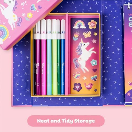 Tiger Tribe Coloring Set - Unicorns, Activity Set for Kids, incl. Stickers & Markers Portable Storage Box, Perfect for Travel, Great Gift - Image 4