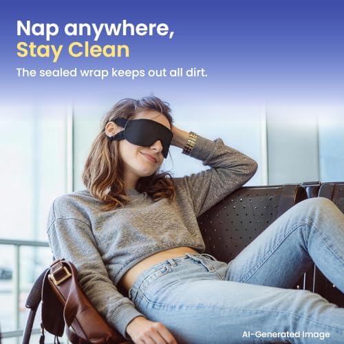 100 Packs Disposable Sleep Masks Bulk, Blackout Blindfolds for Men Women, Soft Eyemasks Adjustable for Sleeping Travel Yoga, Light Blocking Night Eye Mask for Party Games Team Building - Image 2