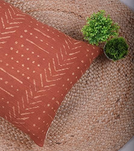 Trade Star Decorative Throw Pillow Cover 100% Cotton Cushion Case Handloomed Pillow Cover Authentic Couch Cushion Case Handmade Lumbar Spring Fall Decor Pillow Cover (Rust Snow 14X22 INCHES) - Image 4
