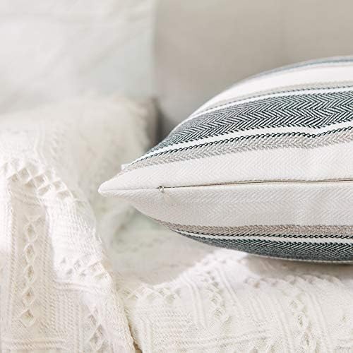 2 Piece Stripe Mini Pillow Case Soft Faux Linen Square Decorative Throw Cushion Cover Pillowcase with Hidden Zipper for Sofa Car Bedroom 12" x 12 " - Image 4