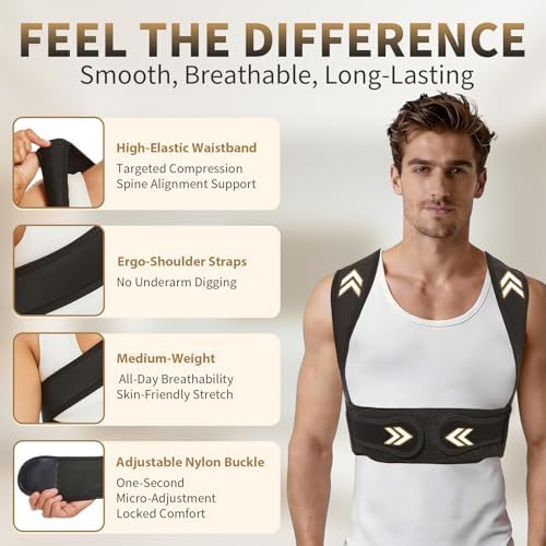 WNIEYO Posture Corrector for Women and Men Back Brace for Women Back Straightener for Effective Lower Back Pain Relief, Scoliosis, and Better Posture Support(black L) - Image 4
