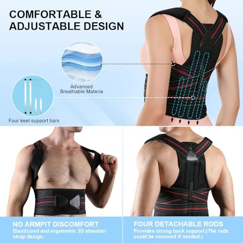 Posture Corrector for Women and men Adjustable Back Brace Posture Corrector For Back Pain Relief - Scoliosis, Hunchback, Spine Corrector Large(waistline 33.5in-37.4in) - Image 4