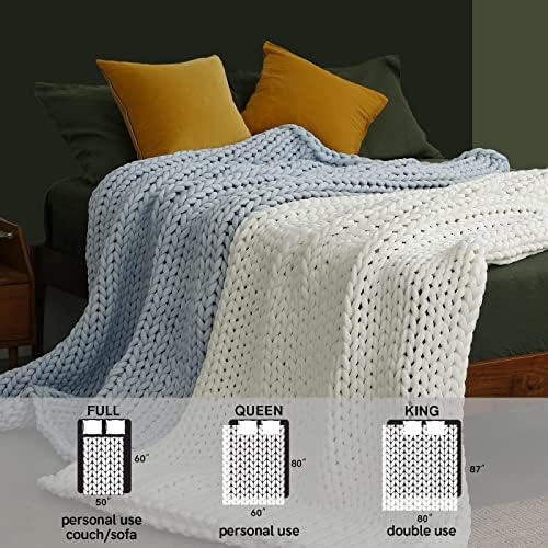 YnM Cooling Weighted Blanket, Handmade Chunky Yarn Knitted Design, Temperature Regulating and Breathable, Machine Washable Throw for Sleep or Home Decor (Azure Blue, 60x80 Inch, 15lbs) - Image 6