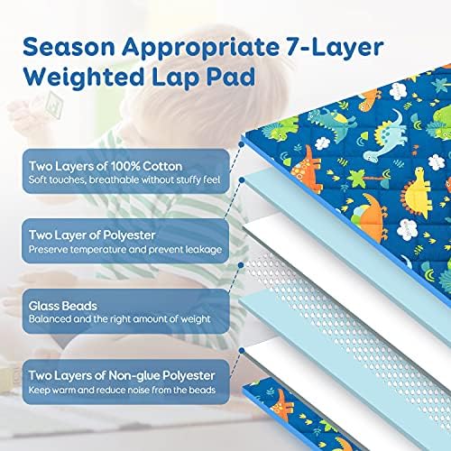 Sivio Cotton Weighted Lap Blanket, 20"x30" 3 lbs, Blue Dinosaur - Image 7