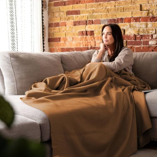 Arcturus Tahoe Wool Bed Blanket | Soft, Breathable Wool Blanket for Year-Round Comfort - Queen Size (90"x 108") | Thick & Washable (Camel) - Image 4