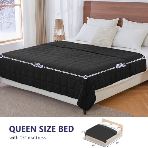 King Size Weighted Blanket for Adults (25 lbs, 80” x 87”, Black) Cooling Heavy Blanket for Sleeping Perfect for 240-260 lbs, Breathable Blanket for Adults & Couple All Season, Machine Washable - Image 2