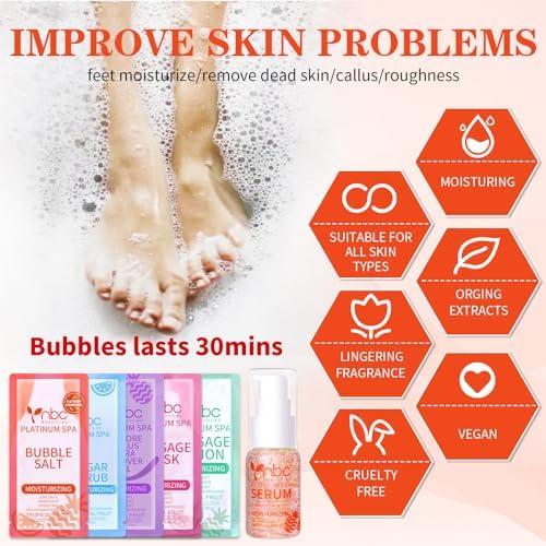 Pedicure Foot Soak Set - Upgraded 6 in 1 Foot Spa, Foot Bath Spa, Pedicure Kit, Foot Soak for Tired & Dry Cracked Feet, Athletes Feet, Bad Odor, Softens Calluses (Tropical fruit) - Image 2