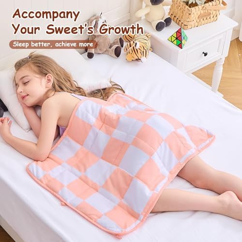 yescool Pink Checkered Weighted Lap Pad 2 Pounds Cooling Weighted Lap Blanket, Plaid Small Weighted Blanket, Weighted Throw Blankets Gifts for Travel Indoor Outdoor, 20"x30" - Image 5