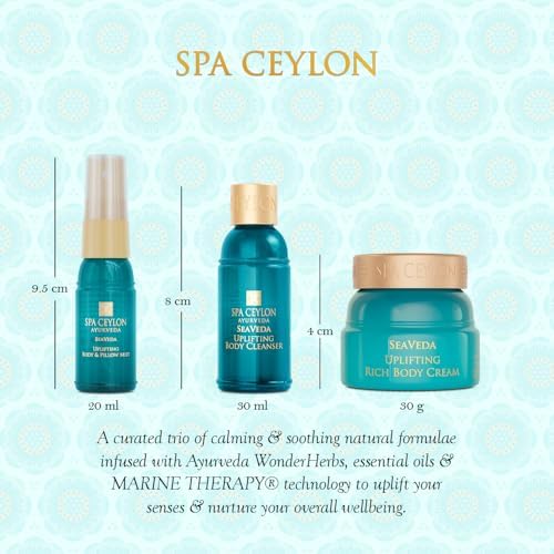 SPA CEYLON SeaVeda Uplifting Wellness Trio – Pampering Kit with Natural Ingredients, Ayurvedic Gift Set with Shower Gel, Body Cream & Pillow Mist, 3-Piece Set, Pamper set (150 g, Spearmint) - Image 3