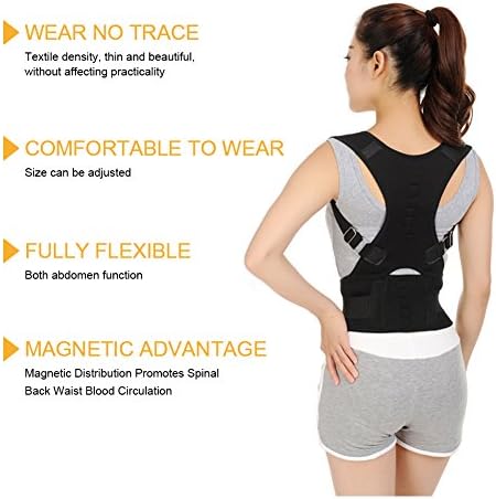 MOHUACHI Thoracic Back Brace Posture Corrector- Magnetic Lumbar Back Support Belt-Back Pain Relief, Improve Thoracic Kyphosis, for Lower and Upper Back Pain Men & Women (Black, Small) - Image 4