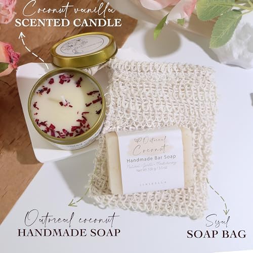 Birthday Gifts for Women Self Care Spa Gift Basket Crochet Sunflower Scented Candle Handmade Soap Get Well Soon Thinking of You Gifts for Mom Sister Friend Teacher Wife Her Relaxation Care Package - Image 3