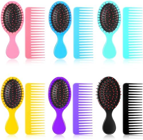 Epakh 12 Hair Brush Comb Set Wet Detangling Mini for Travel, Vivid Color by Epakh