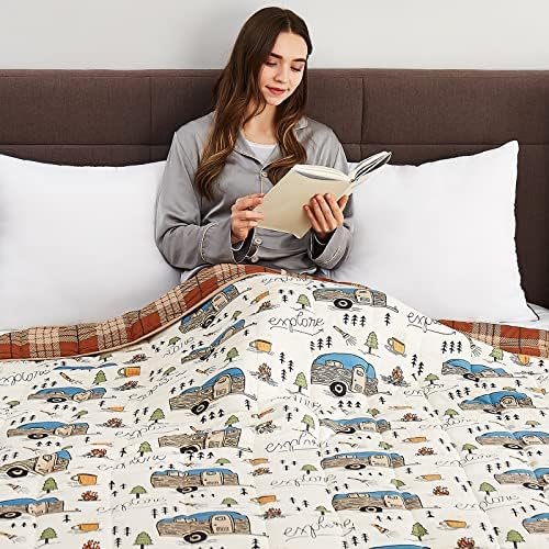 CuteKing Weighted Blanket for Adults (20lbs, 60"x80", Camping) Heavy Blanket for 180-190lbs, Weighted Blanket for Cooling & Heating with Premium Glass Beads, Thick Blanket for Adult All-Season - Image 6