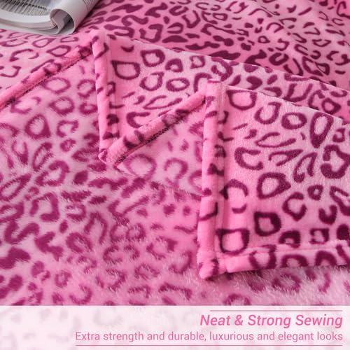 Viviland Flannel Fleece Blanket King Size 90x108 Inches, Lightweight, Super Soft Cozy Warm, Cheetah Print Pink, 100% Microfiber - Image 3