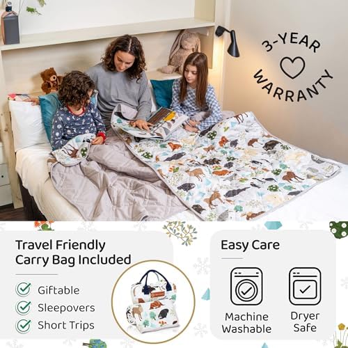 Aricove Kids Weighted Blanket, 5 lb, 36x48 inches, Small Size, Soft Cotton, Machine Washable, Grey/Snow Animals - Image 6