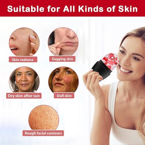 XHJRI Ice Face Roller Massager,Ice Cube Roller for Face, Eyes and Neck Naturally Conditioning and Skin Care,De-Puff Eye Bags,Reduce Migraine Pain,Reusable Massage Silicone Ice Mold (New Black) - Image 3