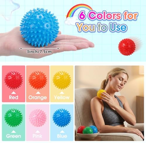 Liliful 12 Pcs Spiky Massage Ball Hard Foot Ball Roller Massager Firm Foot Arch Trainer 3 Inch for Deep Tissue Plantar Fasciitis Back Hands Muscles Soreness Exercise (Bright Color) - Image 3