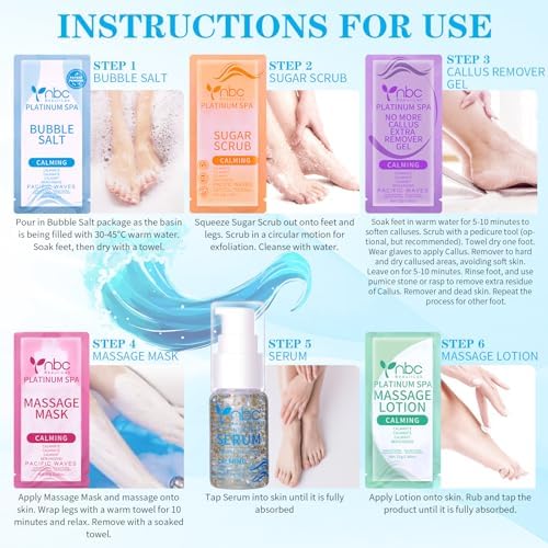Pedicure Foot Soak Set - Upgraded 6 in 1 Foot Spa, Foot Bath Spa, Pedicure Kit, Foot Soak for Tired & Dry Cracked Feet, Athletes Feet and Calluses (Pacific Waves) - Image 4