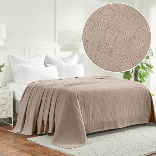 Superior Cotton Blanket Breathable All Season Comfy Bedding, King, Khaki - Image 2