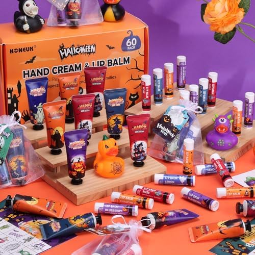 60 Pack Halloween Hand Cream and Lip Balm Set for Women, Halloween Gifts - Image 7