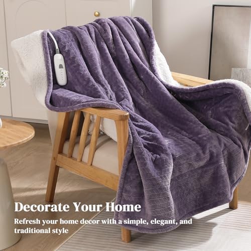 Electric Throw Blanket Heated Throw 50''x60''Electric Lap Blanket, Lavender - Image 5
