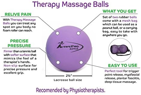 Therapy Massage Ball - Instant Muscle Pain Relief. Proven Effective for Myofascial Release, Deep Tissue Pressure, Yoga & Trigger Point Treatments. Set - 2 Lacrosse Balls W/Mesh Bag - Image 2