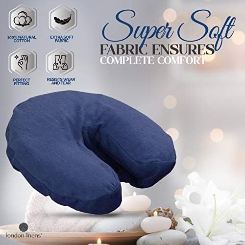 London Linens Pack of 4, Premium Extra Thick 100% Cotton Flannel Massage Tables Face Cradle Covers Cozies Fitted - Includes 4 pcs (Blue) - Image 2