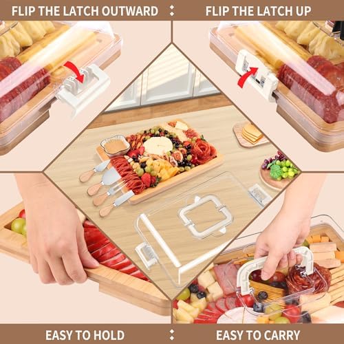 CAWIU Portable Charcuterie Board with Lid, Travel Cheese Board & Snack Tray - Image 2